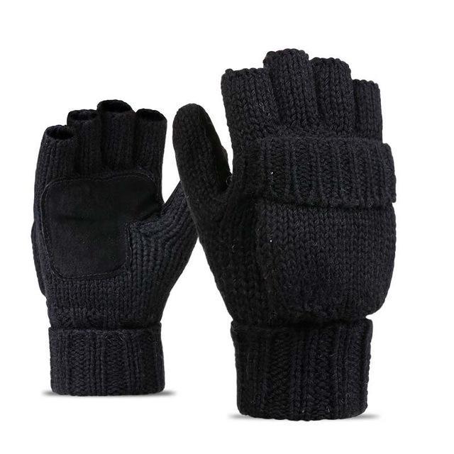 2 in1 Smart  Fingerless Gloves With Attached Mittens - Indigo-Temple