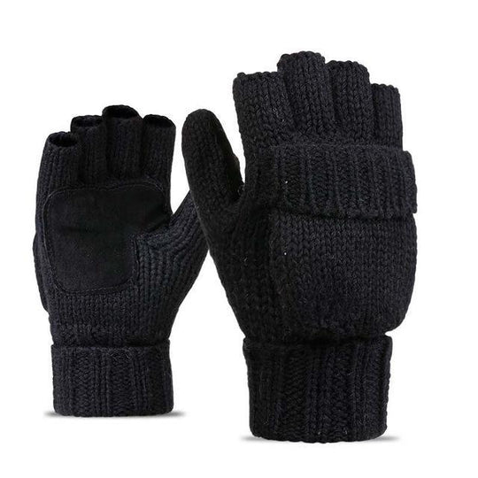 2 in1 Smart  Fingerless Gloves With Attached Mittens - Indigo-Temple