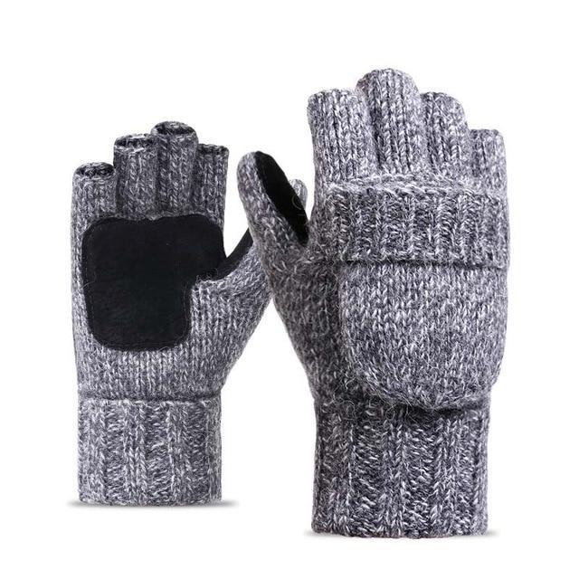 2 in1 Smart  Fingerless Gloves With Attached Mittens - Indigo-Temple