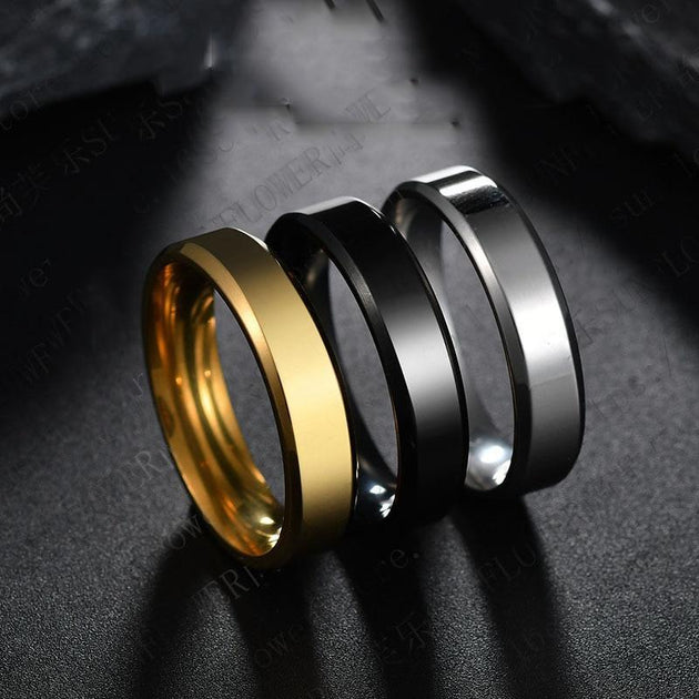 Smooth One-Piece Titanium Steel Unisex Ring - Indigo-Temple