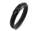 SAMU - Stainless Steel Magnetic Clasps Black Leather Bracelet - Indigo-Temple