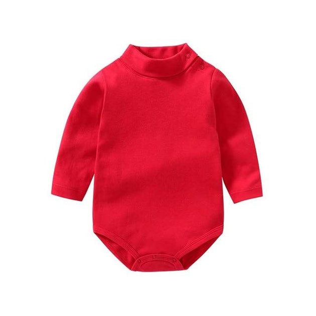 100% cotton Baby Bodysuit With long Sleevs And Turtle Neck - Indigo-Temple
