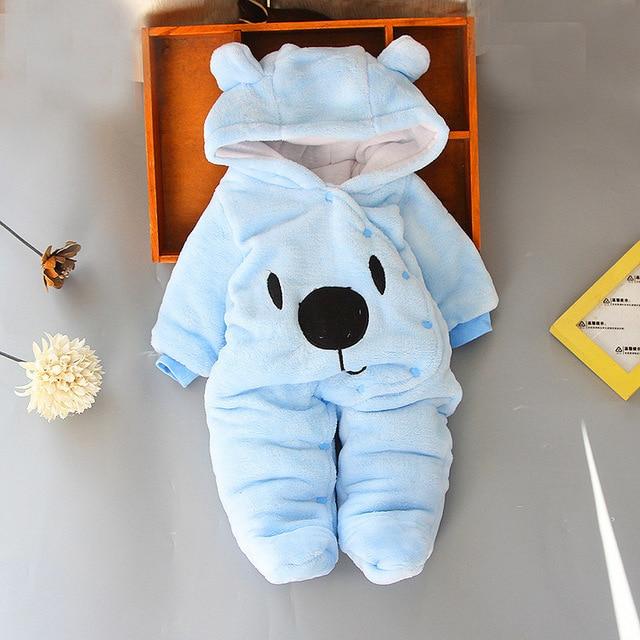 Winter Warm Teddy Bear Style Baby Romper - Indigo-Temple