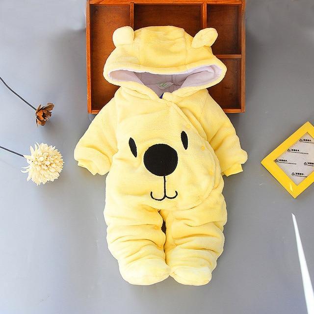 Winter Warm Teddy Bear Style Baby Romper - Indigo-Temple