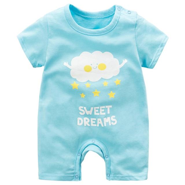 Adorable Short Sleeved Baby Bodysuit With A Cartoon Print - Indigo-Temple