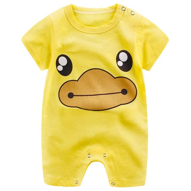 Adorable Short Sleeved Baby Bodysuit With A Cartoon Print - Indigo-Temple