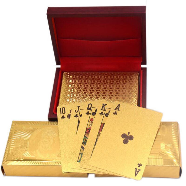 24K  Gold Foil Plated Cards With a Wooden Box - Indigo-Temple