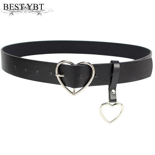 Heart Pin Buckle Women's Fashion Belt - Indigo-Temple