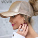 Glitter and Plain Women's Mesh Ponytail Cap - Indigo-Temple