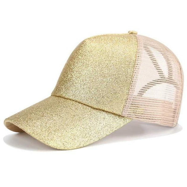 Glitter and Plain Women's Mesh Ponytail Cap - Indigo-Temple