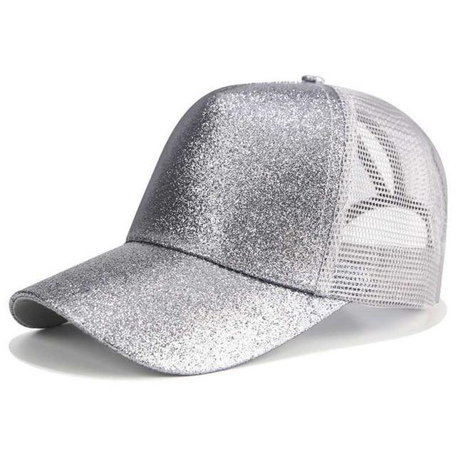 Glitter and Plain Women's Mesh Ponytail Cap - Indigo-Temple