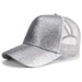 Glitter and Plain Women's Mesh Ponytail Cap - Indigo-Temple