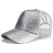 Glitter and Plain Women's Mesh Ponytail Cap - Indigo-Temple