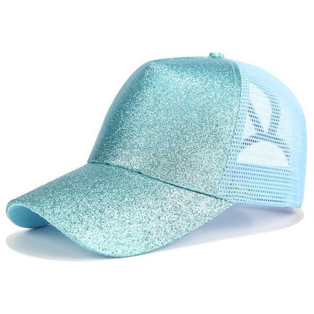 Glitter and Plain Women's Mesh Ponytail Cap - Indigo-Temple