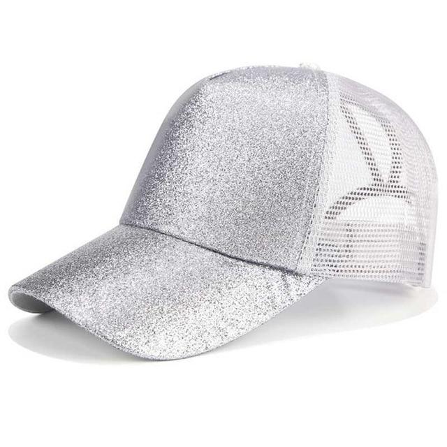 Glitter and Plain Women's Mesh Ponytail Cap - Indigo-Temple