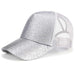 Glitter and Plain Women's Mesh Ponytail Cap - Indigo-Temple