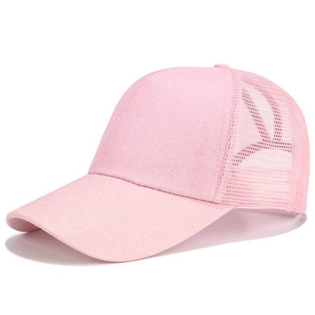 Glitter and Plain Women's Mesh Ponytail Cap - Indigo-Temple