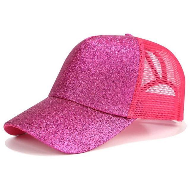 Glitter and Plain Women's Mesh Ponytail Cap - Indigo-Temple
