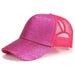 Glitter and Plain Women's Mesh Ponytail Cap - Indigo-Temple