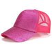 Glitter and Plain Women's Mesh Ponytail Cap - Indigo-Temple