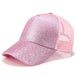 Glitter and Plain Women's Mesh Ponytail Cap - Indigo-Temple