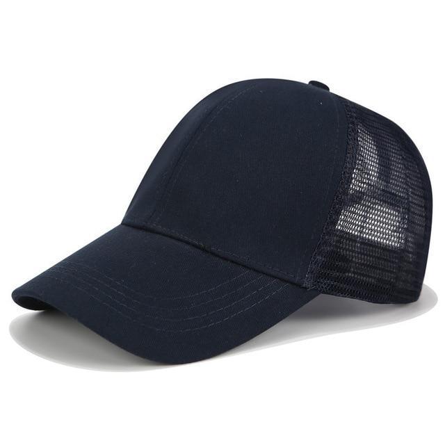 Glitter and Plain Women's Mesh Ponytail Cap - Indigo-Temple