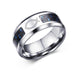 Engraved Symbol Carbon Fiber Blue-Glow Ring - Indigo-Temple