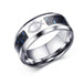 Engraved Symbol Carbon Fiber Blue-Glow Ring - Indigo-Temple