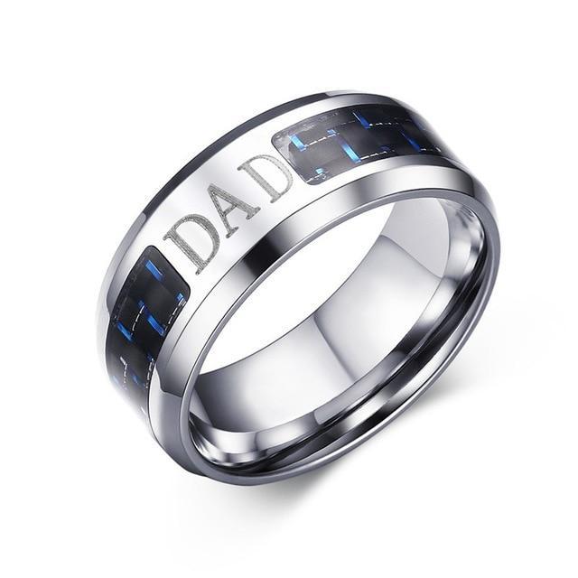 Engraved Symbol Carbon Fiber Blue-Glow Ring - Indigo-Temple