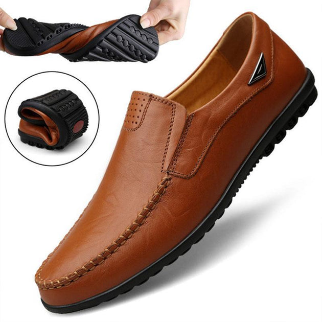 Flexible Genuine Leather Anti-slip Oxford Style Men Shoes - Indigo-Temple