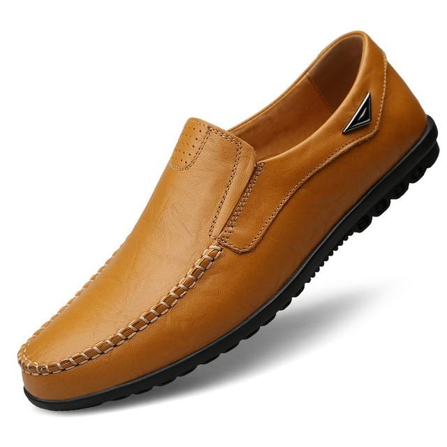 Flexible Genuine Leather Anti-slip Oxford Style Men Shoes - Indigo-Temple