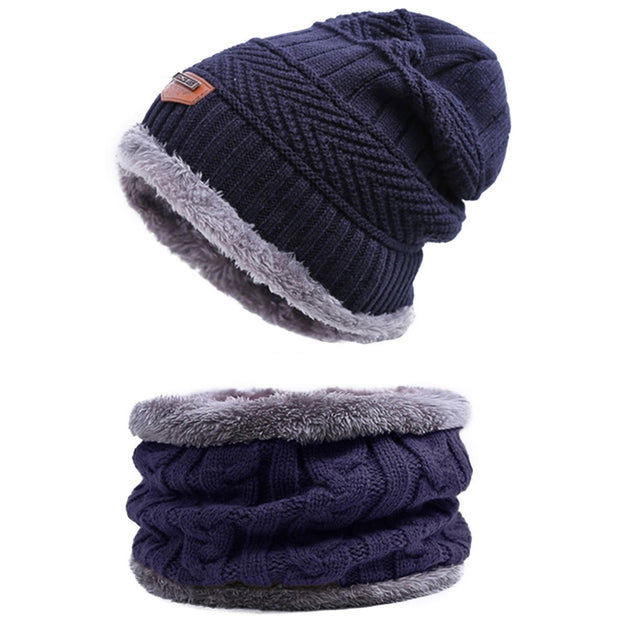 WindWarrior™ Wool Hat and Scarf Winter  Set - Indigo-Temple
