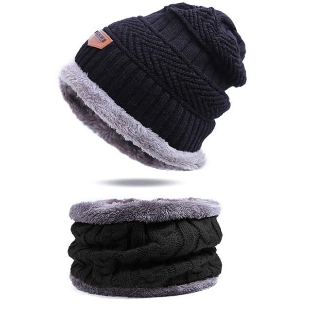 WindWarrior™ Wool Hat and Scarf Winter  Set - Indigo-Temple