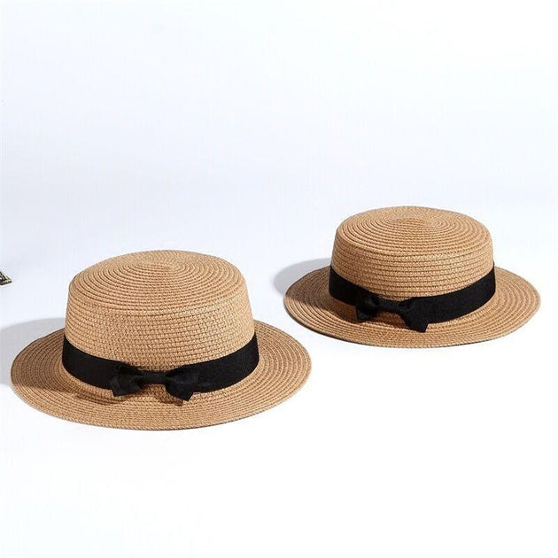 Women's Fashion Bow-Knot Straw Hat - Indigo-Temple