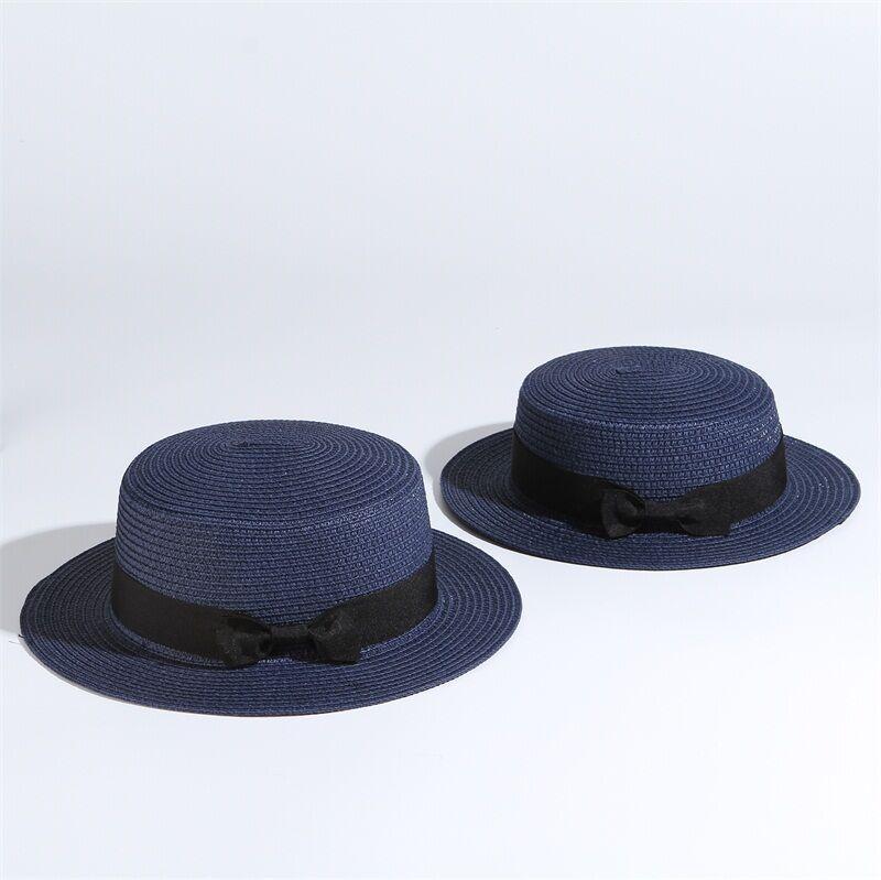 Women's Fashion Bow-Knot Straw Hat - Indigo-Temple