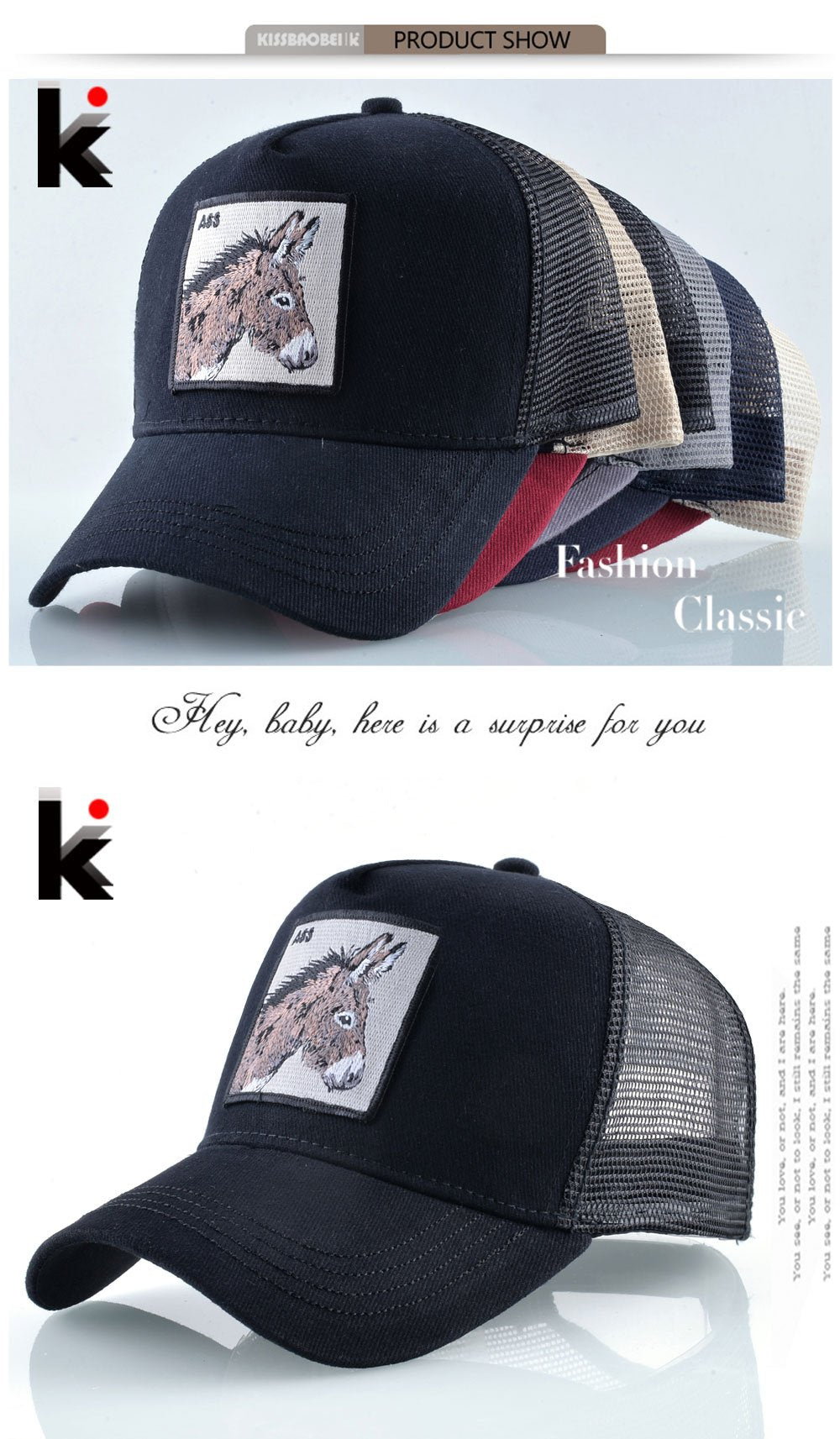 Stylish Animal Design Trucker Caps - Indigo-Temple