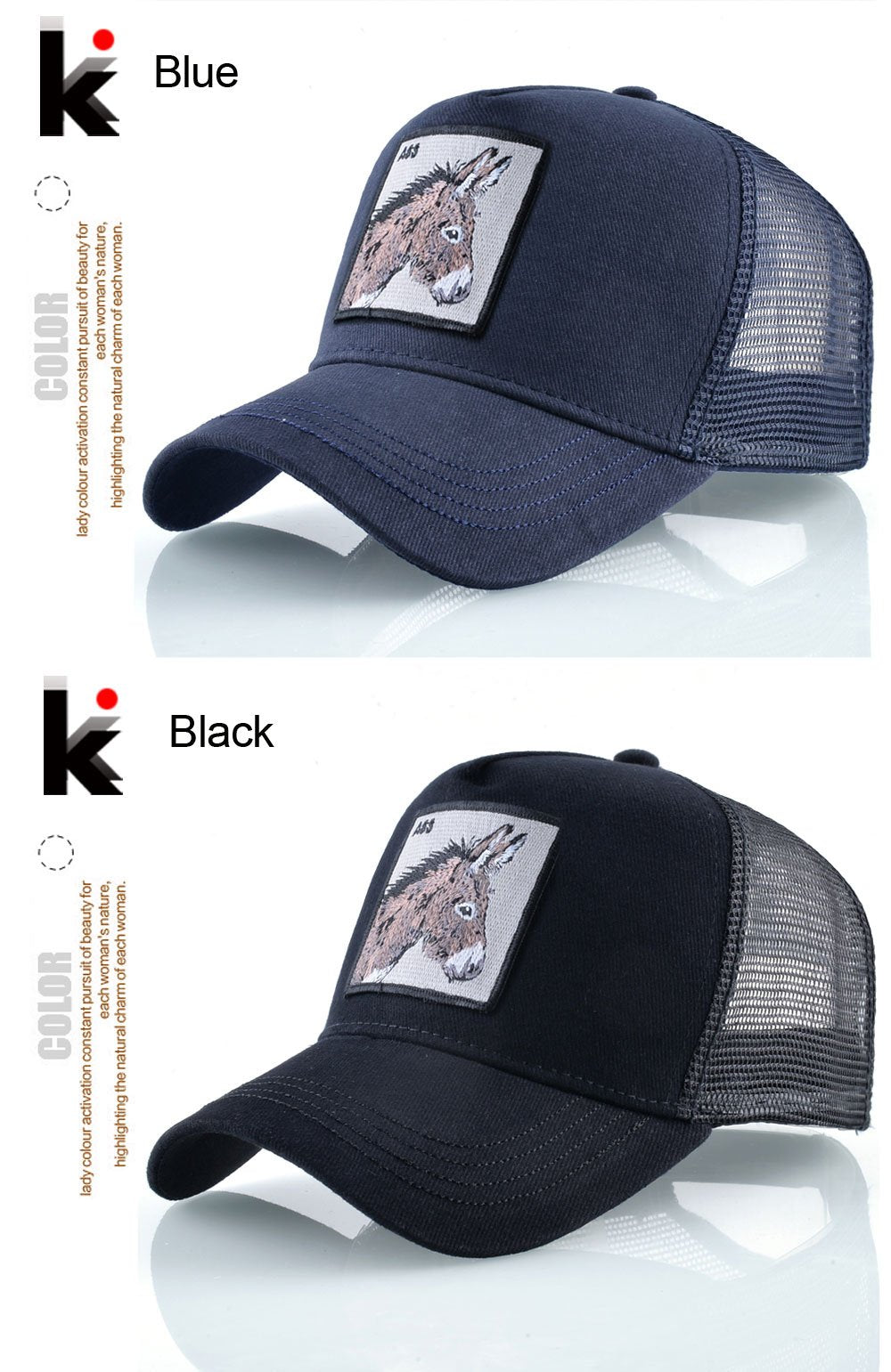 Stylish Animal Design Trucker Caps - Indigo-Temple