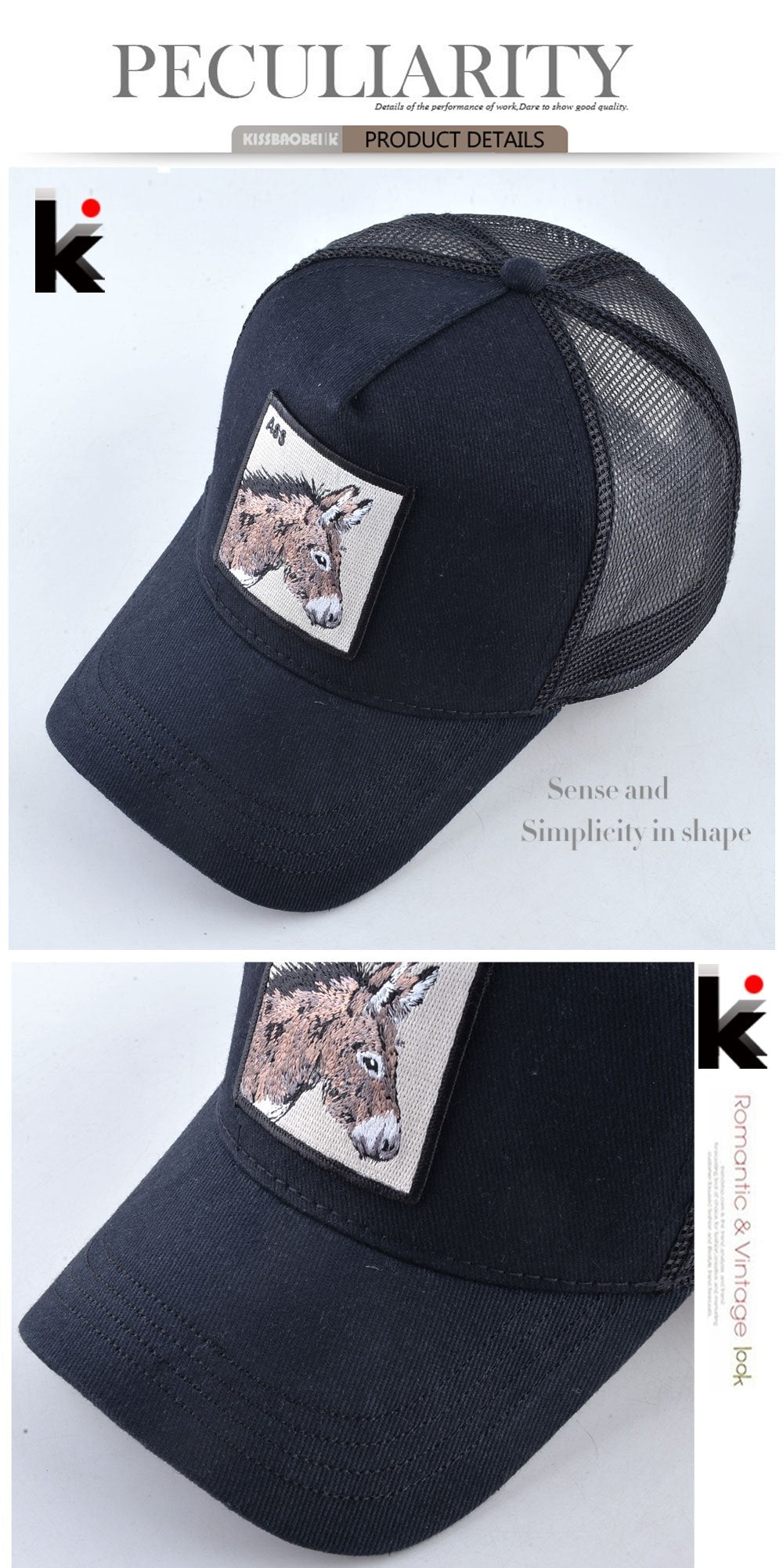 Stylish Animal Design Trucker Caps - Indigo-Temple