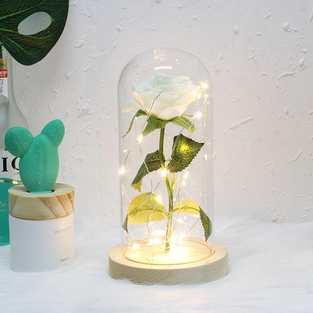 Beauty and the Beast LED Enchanted Rose in Glass Dome - Indigo-Temple