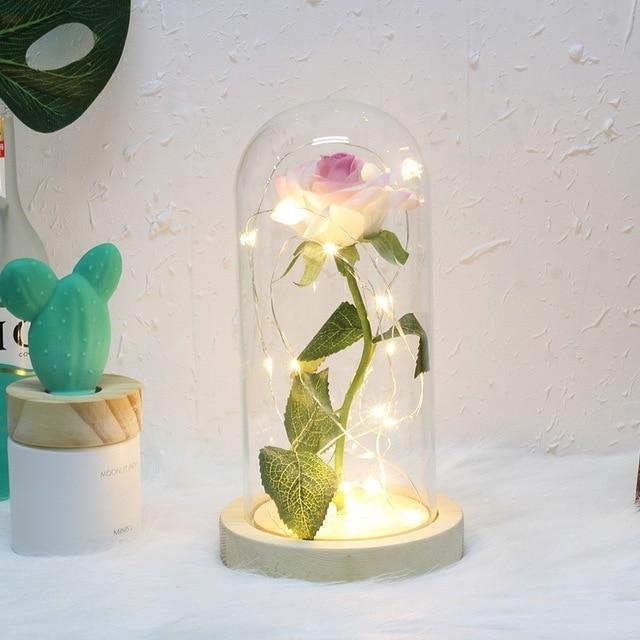 Beauty and the Beast LED Enchanted Rose in Glass Dome - Indigo-Temple