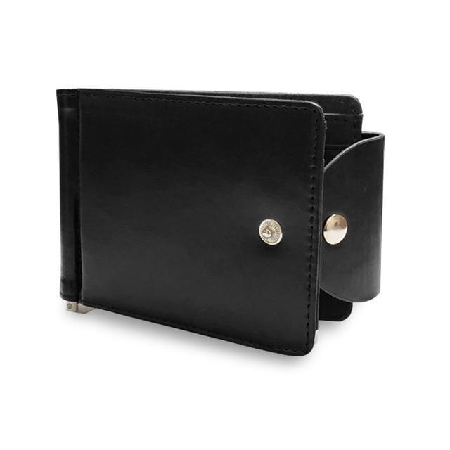 Snap-Closure Leather Bi-fold Wallet - Indigo-Temple