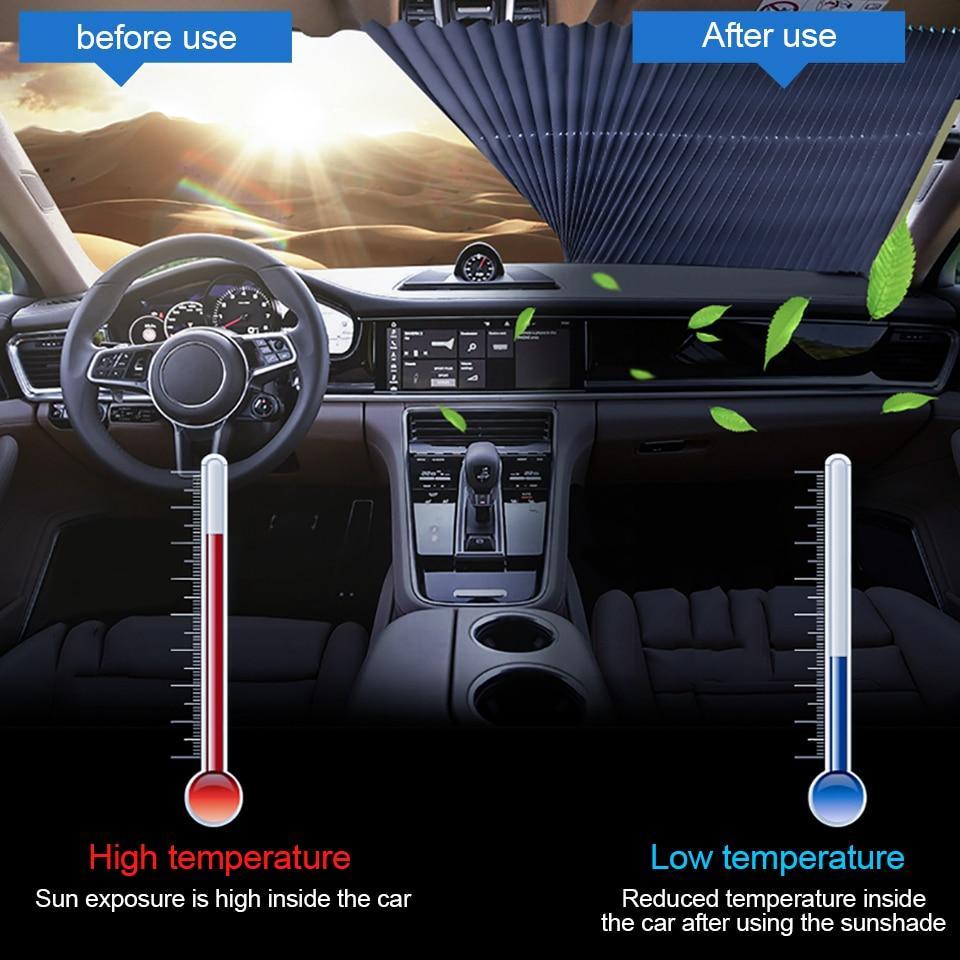 Anti-UV Retractable Windshield Heat Guard - Indigo-Temple