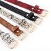 Snake-Skin Pattern Women's Leather Belt - Indigo-Temple