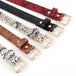 Snake-Skin Pattern Women's Leather Belt - Indigo-Temple