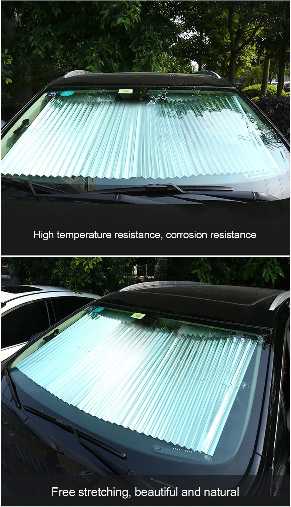 Anti-UV Retractable Windshield Heat Guard - Indigo-Temple