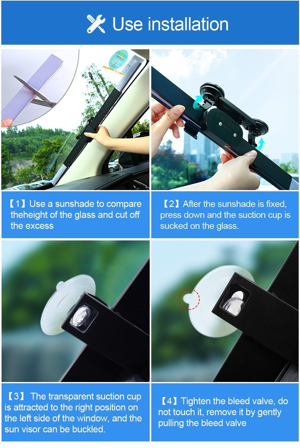 Anti-UV Retractable Windshield Heat Guard - Indigo-Temple