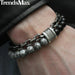 TrendsMax™ Stone Beaded Men's Chain Bracelet - Indigo-Temple