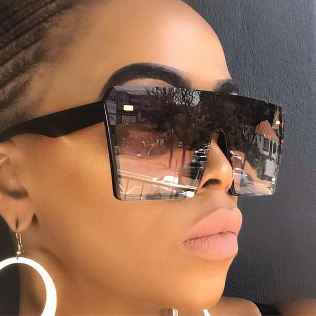 Large-Frame Women's Fashion Anti-UV Sunglasses - Indigo-Temple