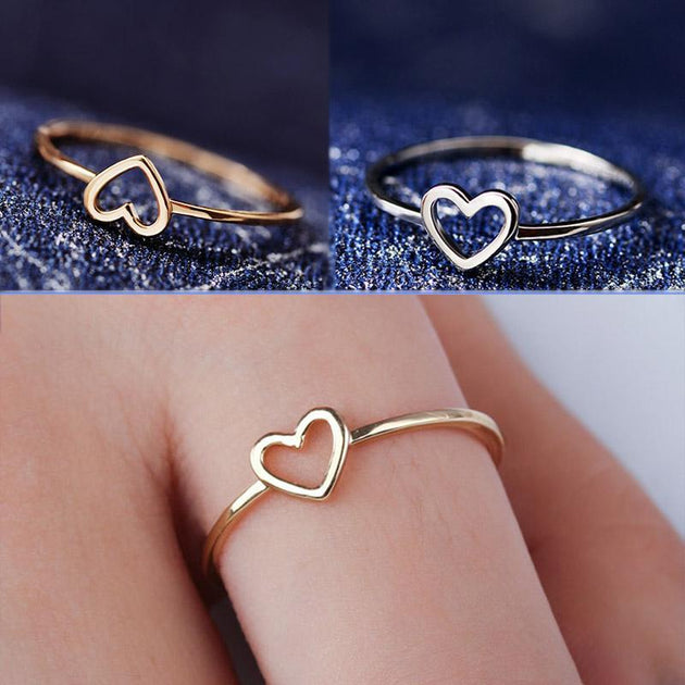 Delicate 1-Piece Women's Heart Ring - Indigo-Temple