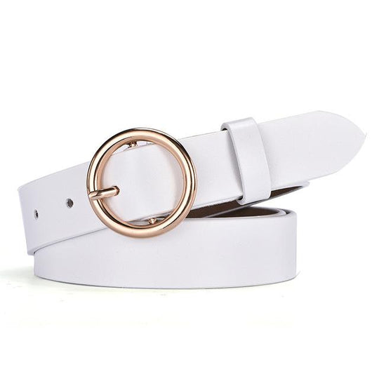 NO.ONEPAUL™ Women's Ring Buckle Genuine Leather Belt - Indigo-Temple